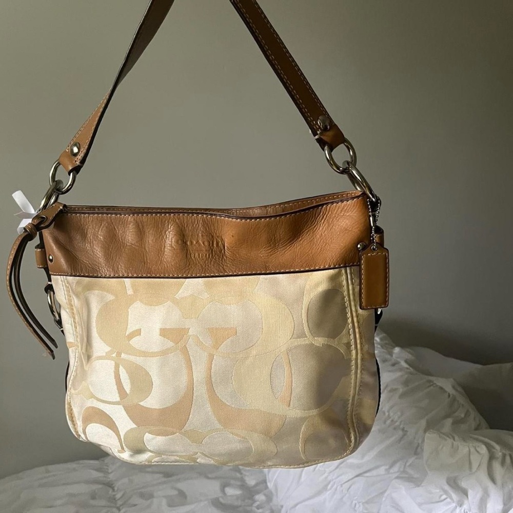 Coach Zoe Tan and Cream Shoulder Bag